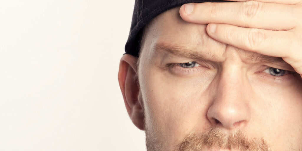 Confused man closeup
