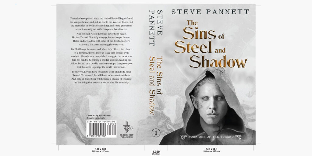 The book jacket for The Sins of Steel and Shadow