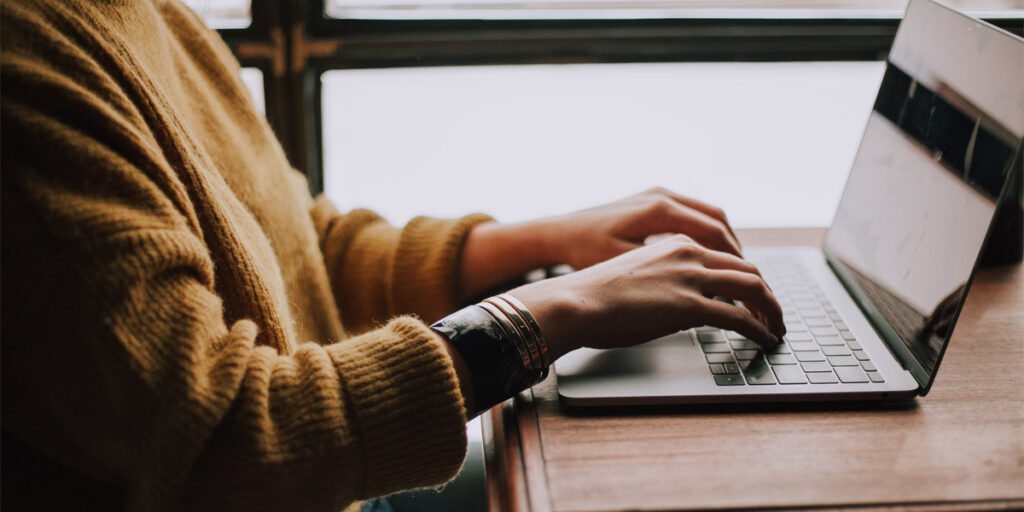 Writing on a laptop